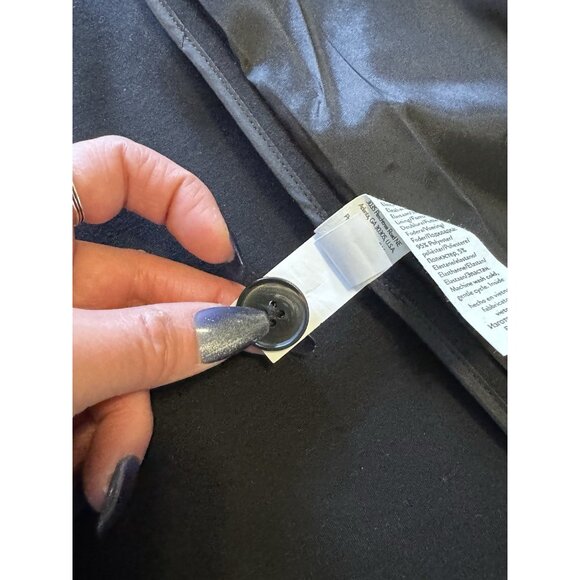 Spanx Perfect Collarless Blazer Black Ponte Knit Jacket Oversized Women’s Size M - Picture 11 of 16